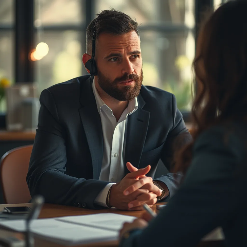 Mentor souriant dans un bureau moderne